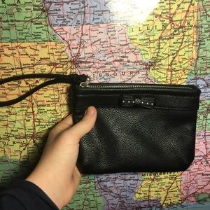 Leather wrist purse bag, wristlet